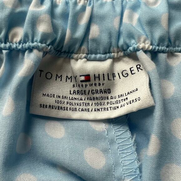 Tommy Hilfiger Woman’s Blue White Polka Dot 2 Piece Pajama Sleepwear Set- Size L - Picture 9 of 9